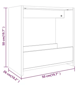 Outlet Bijzettafel 50x26x50 cm bewerkt hout bruin eikenkleur Tafels