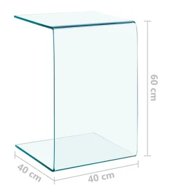 Outlet Bijzettafel 40x40x60 cm gehard glas Tafels