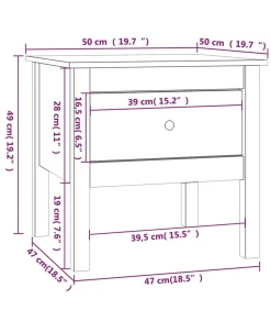 Discount Bijzettafel 50x50x49 cm massief grenenhout Tafels