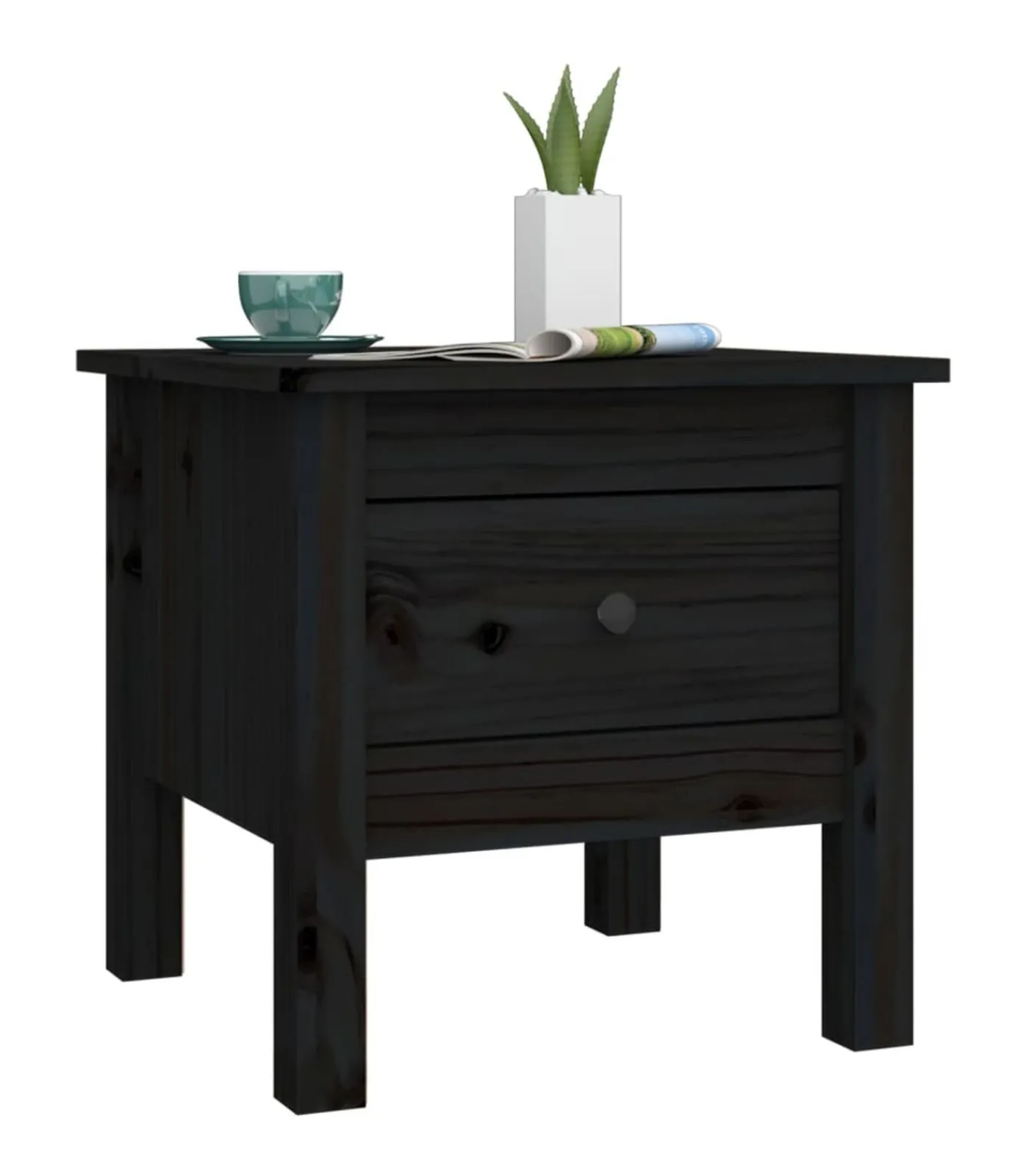 Hot Bijzettafel 40x40x39 cm massief grenenhout zwart Tafels