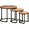 Clearance Bijzettafels 3 st massief acaciahout Tafels