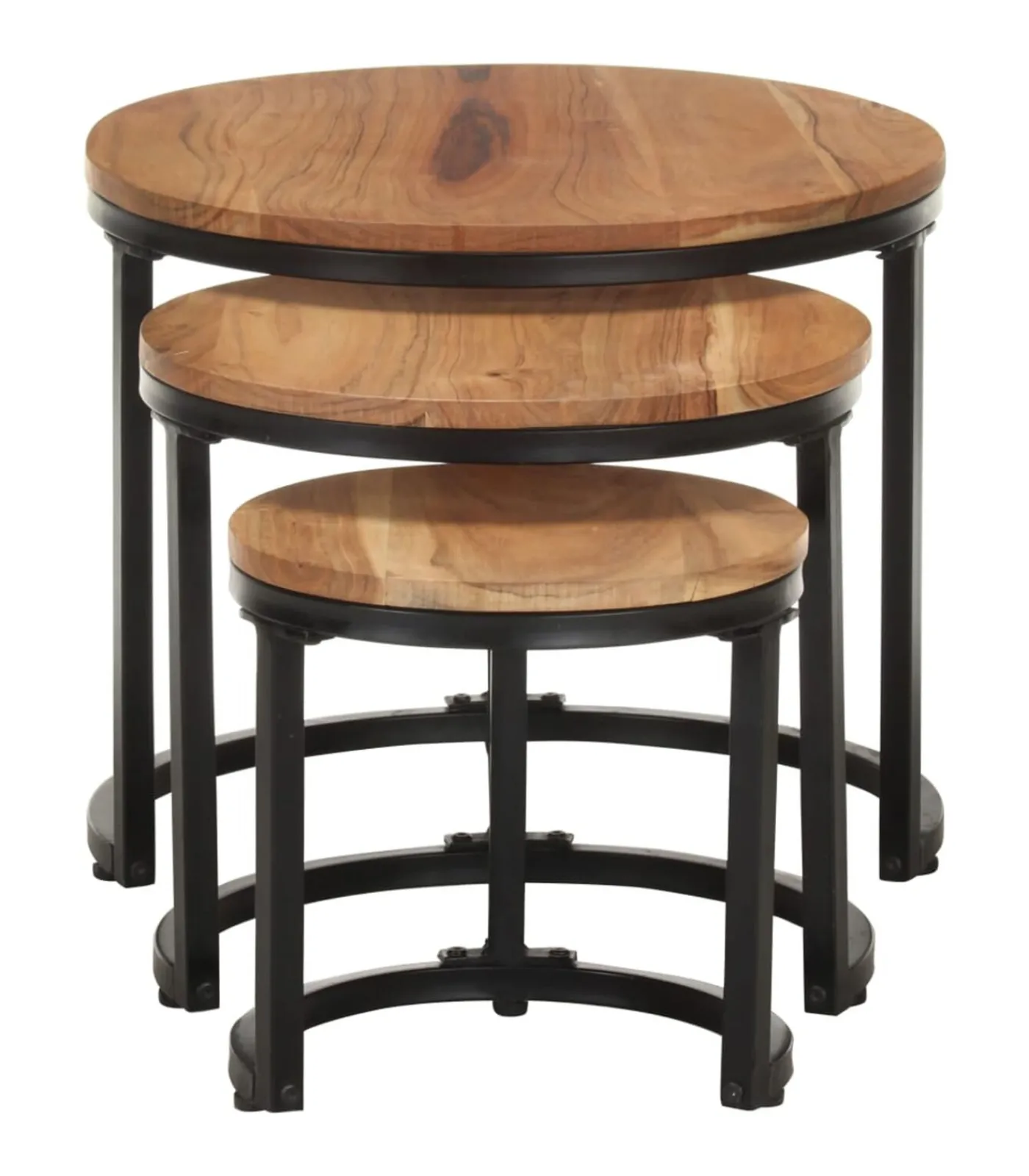 Clearance Bijzettafels 3 st massief acaciahout Tafels