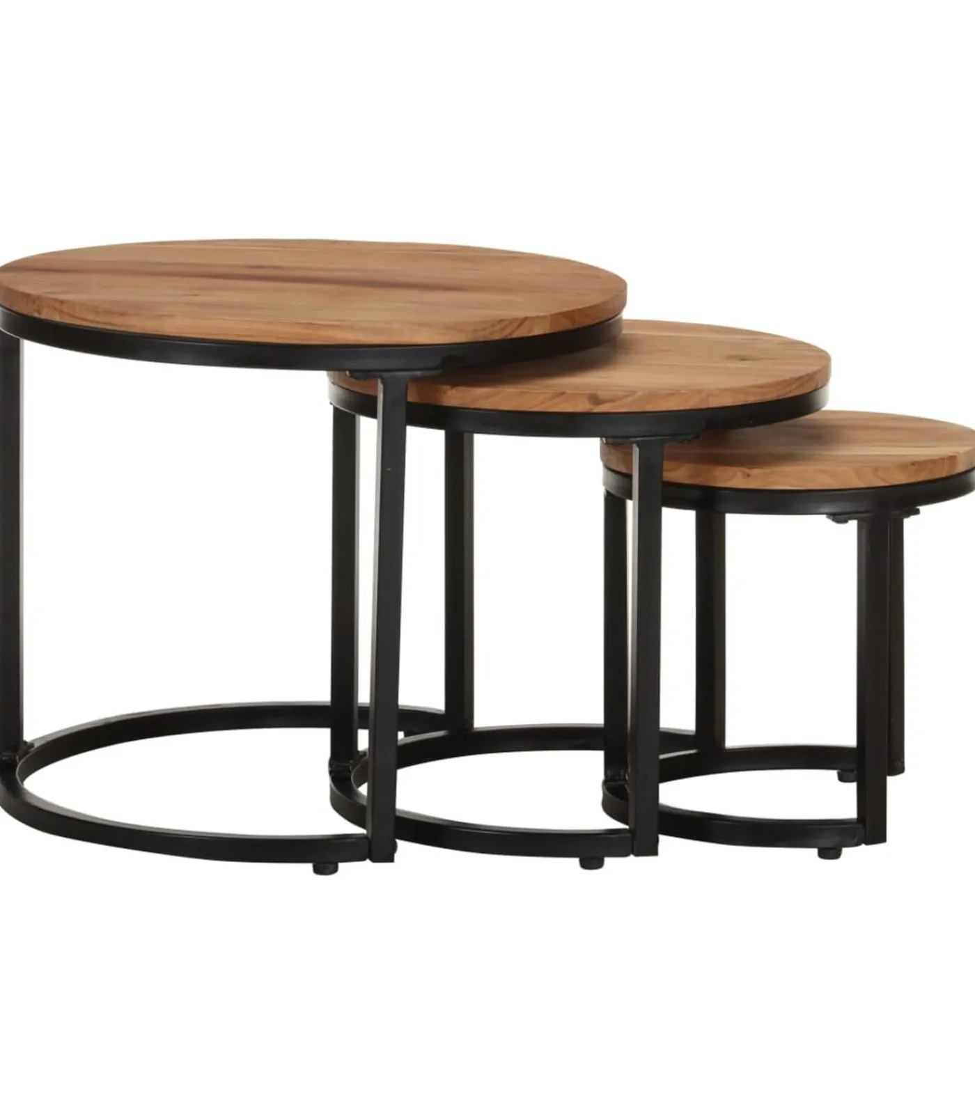 Clearance Bijzettafels 3 st massief acaciahout Tafels