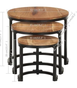 Clearance Bijzettafels 3 st massief acaciahout Tafels