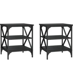 Hot Bijzettafels 2 st 40x42x50 cm bewerkt hout zwart Tafels