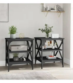 Hot Bijzettafels 2 st 40x42x50 cm bewerkt hout zwart Tafels