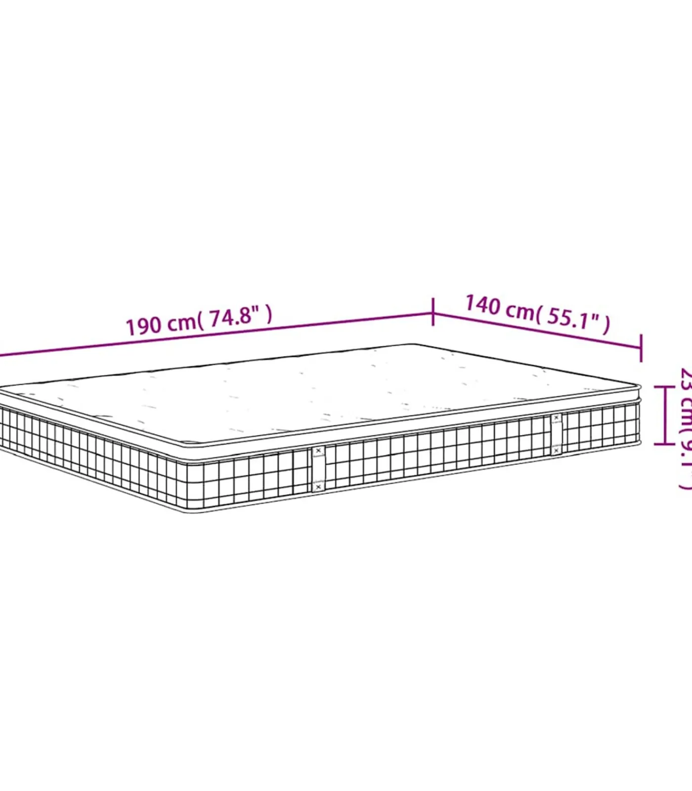 Binnenveringmatras middelhard 140x190 cm Matrasbeschermer