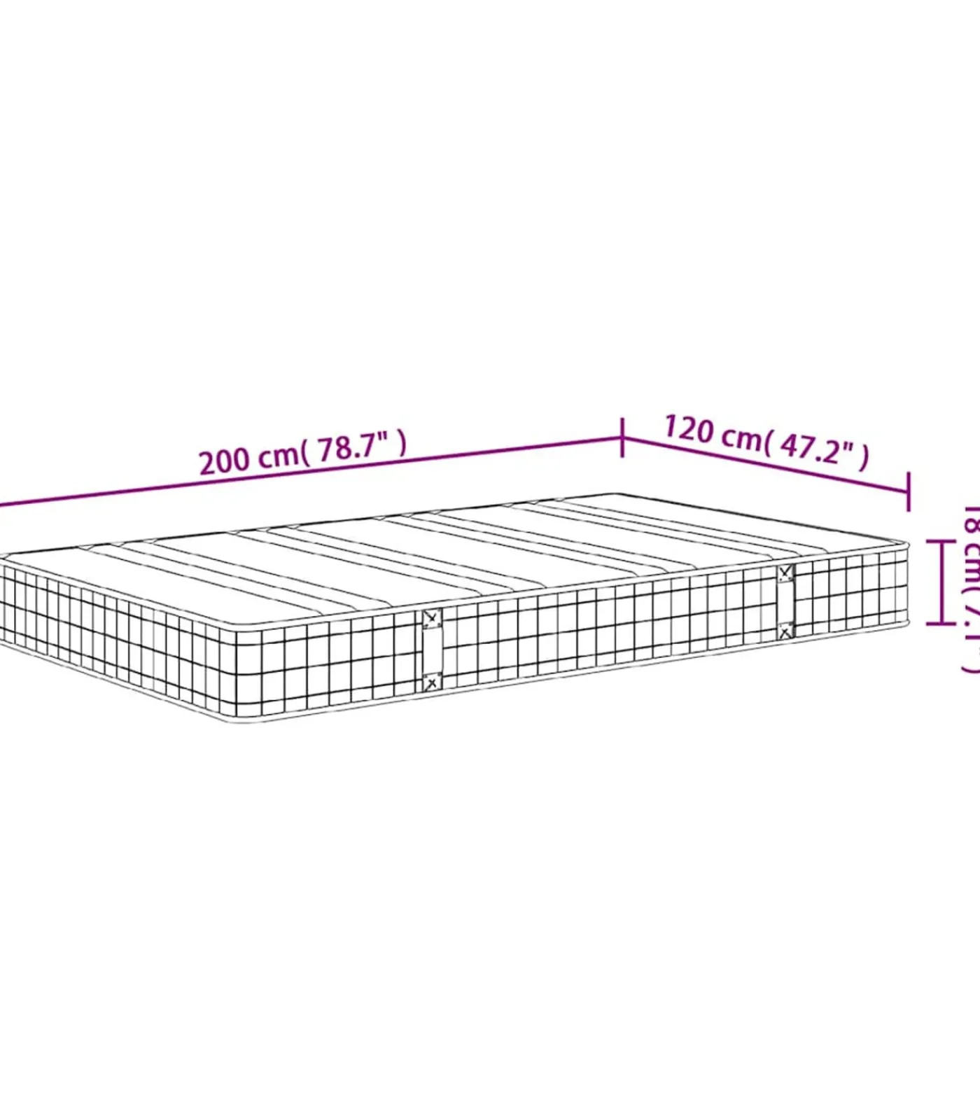 New Binnenveringmatras middelhard 120x200 cm Matrasbeschermer