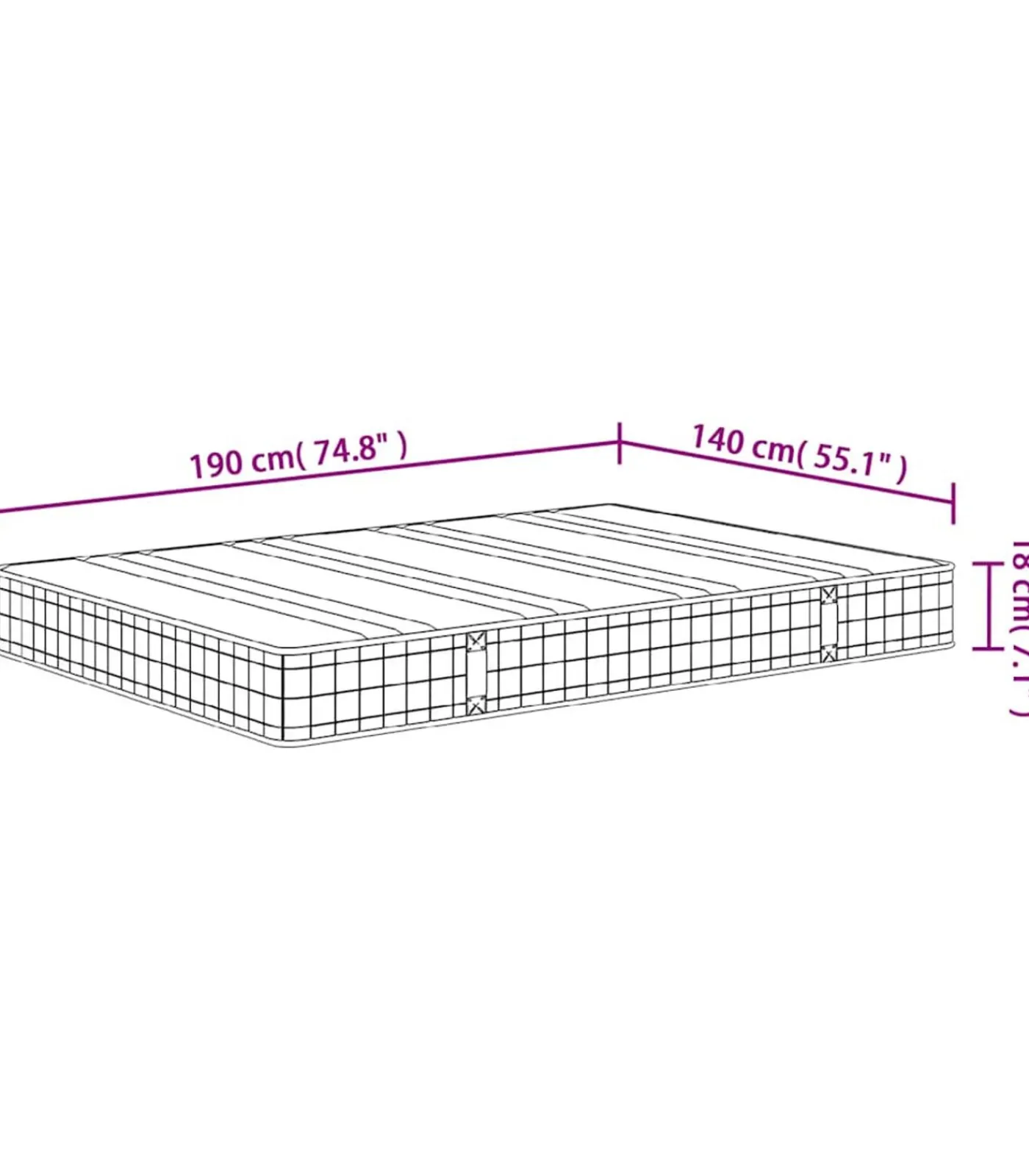 New Binnenveringmatras middelhard 140x190 cm Matrasbeschermer