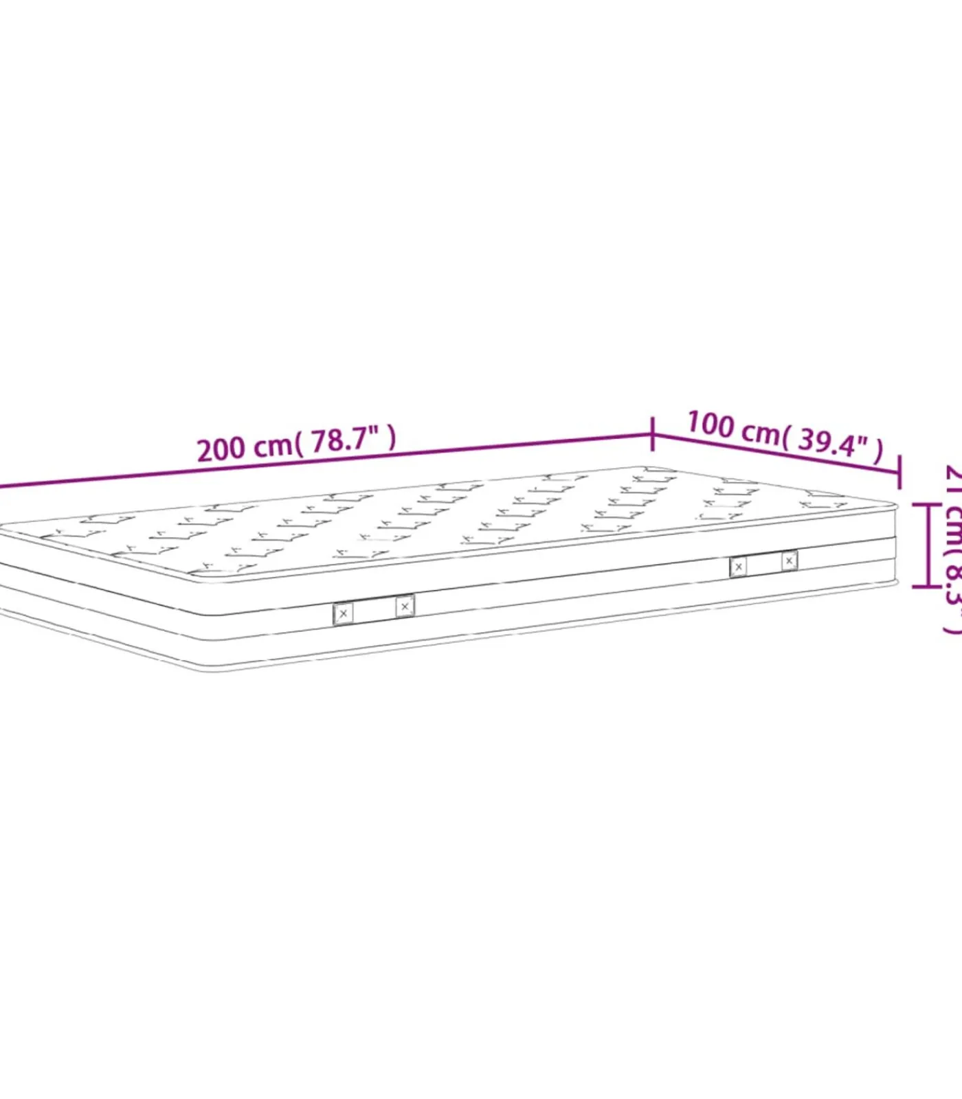 Binnenveringmatras middelhard 100x200 cm Matrasbeschermer