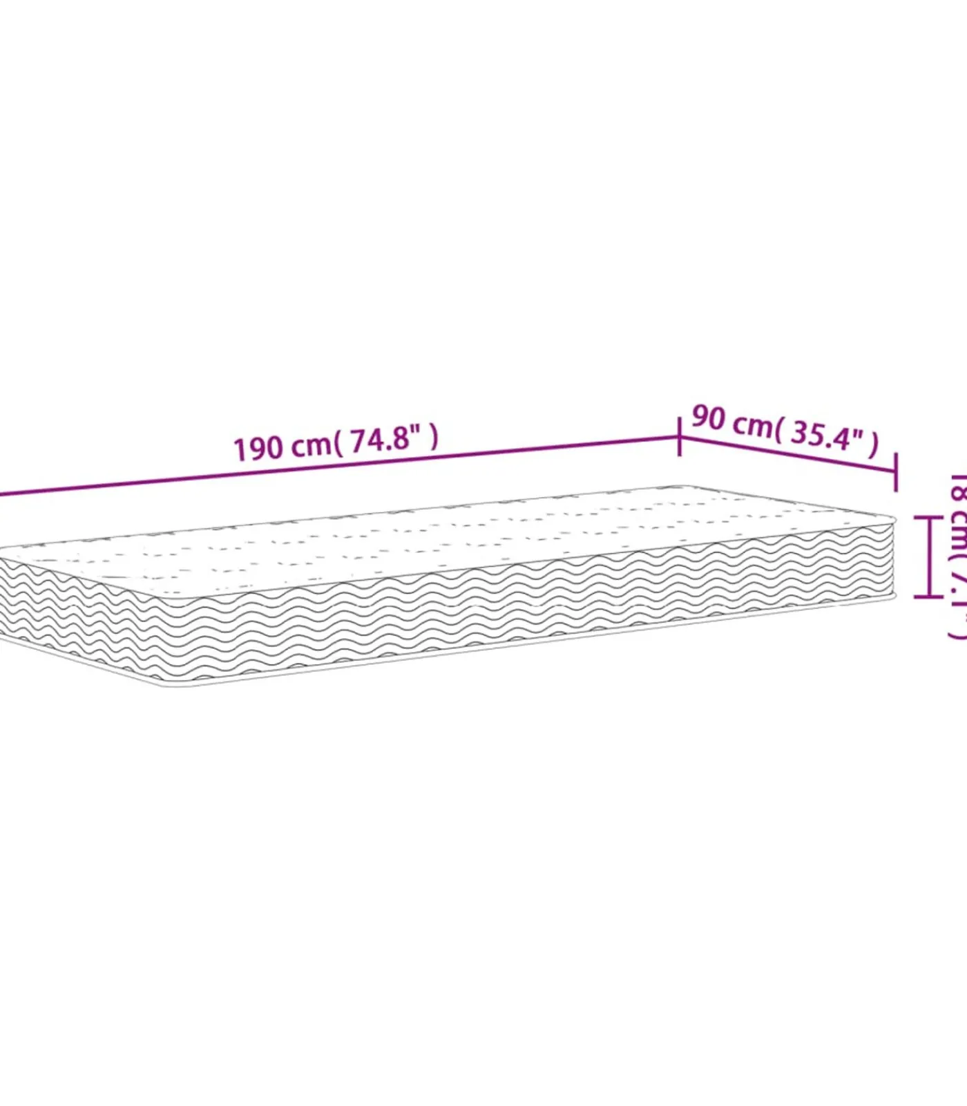 Binnenveringmatras middelhard 90x190 cm Single Size Matrasbeschermer