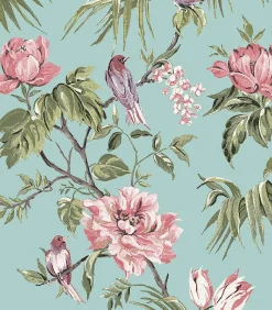 Sale Birds & Blooms Blauw 10mx52cm Wanddecoratie