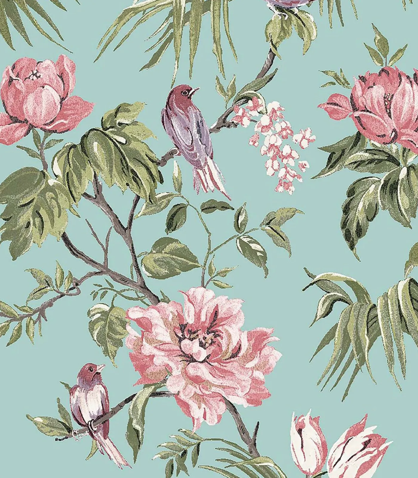 Sale Birds & Blooms Blauw 10mx52cm Wanddecoratie