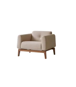 Best Bjorn - Fauteuil in massief eiken en ecru stof Zetels