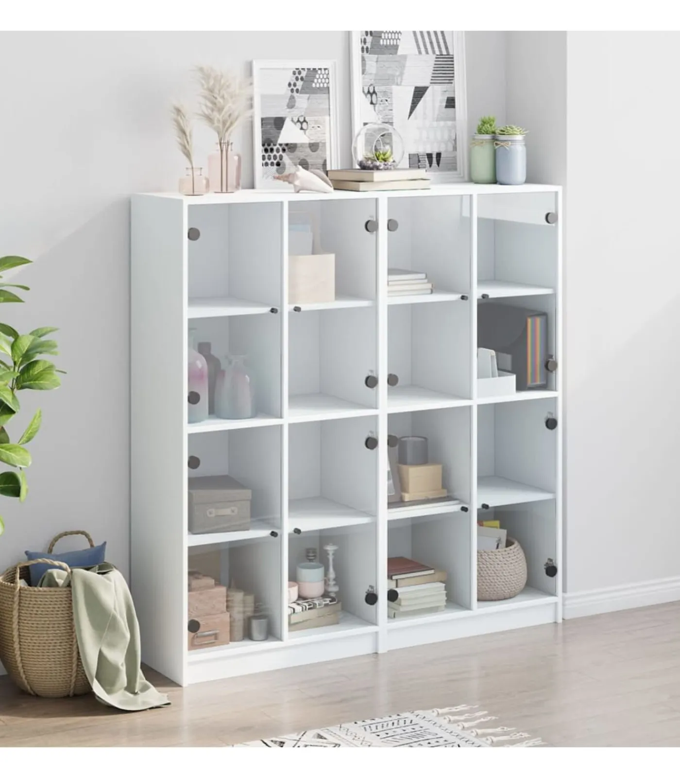 Discount Boekenkast met deuren 136x37x142 cm bewerkt hout wit Meubels