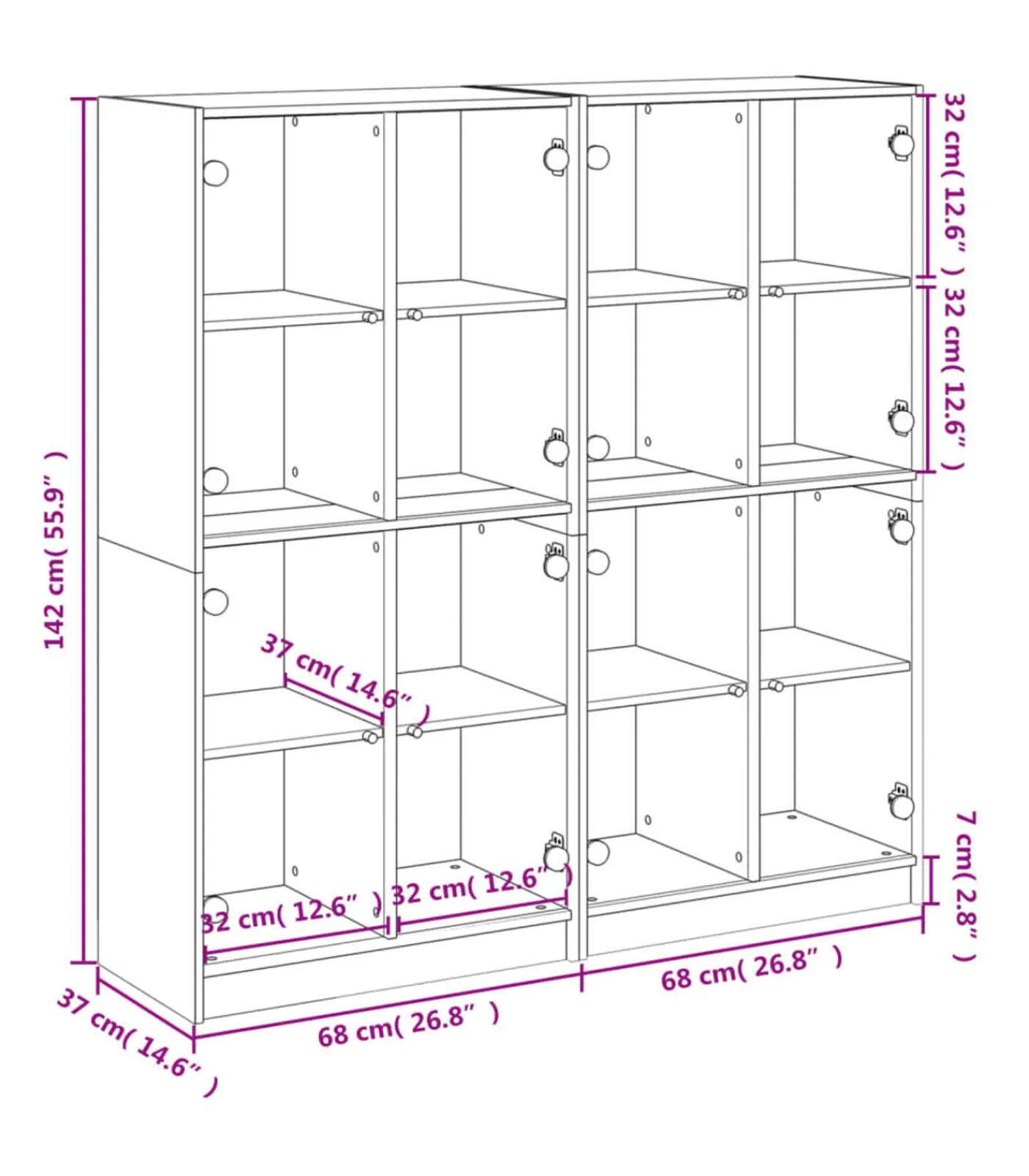Discount Boekenkast met deuren 136x37x142 cm bewerkt hout wit Meubels