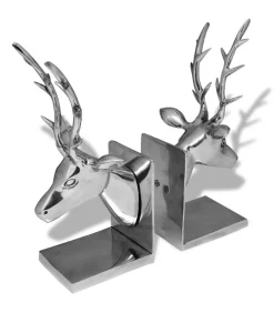Boekensteunen herten 2 stuks aluminium zilver Decoratie