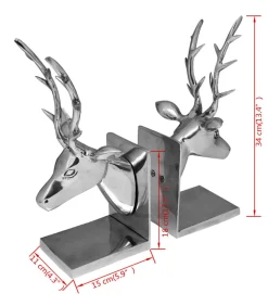 Boekensteunen herten 2 stuks aluminium zilver Decoratie