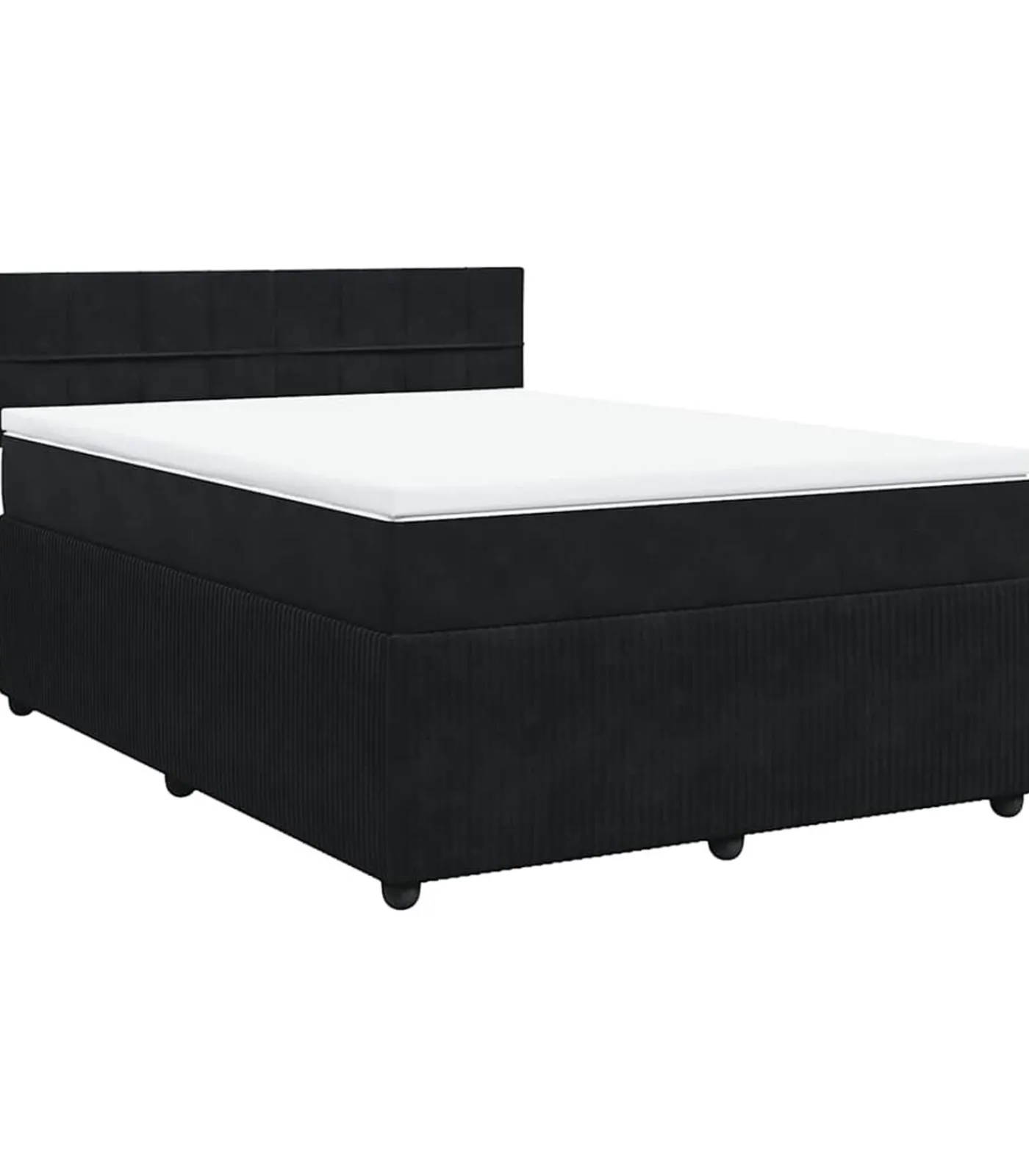 Hot Boxspring met matras fluweel zwart 140x200 cm Bedden