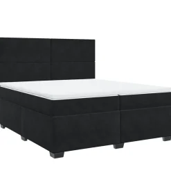Discount Boxspring met matras fluweel zwart 200x200 cm Bedden