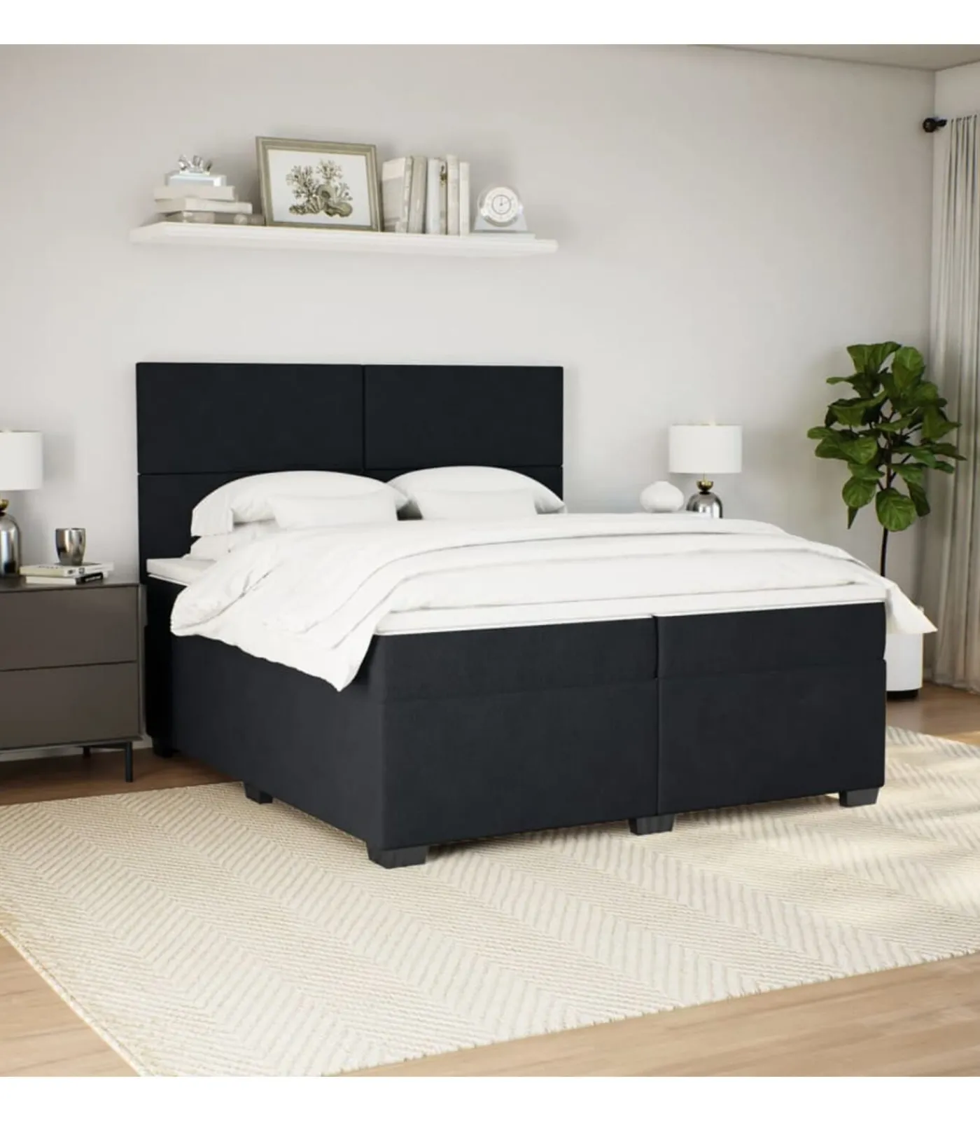 Discount Boxspring met matras fluweel zwart 200x200 cm Bedden