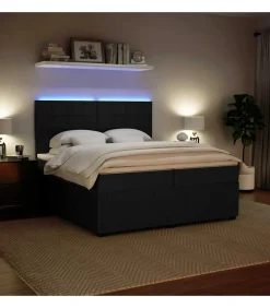 Boxspring met matras fluweel zwart 200x200 cm Bedden