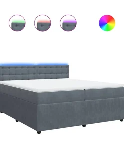 Outlet Boxspring met matras fluweel donkergrijs 200x200 cm Bedden