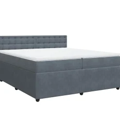 Outlet Boxspring met matras fluweel donkergrijs 200x200 cm Bedden