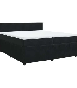 Boxspring met matras fluweel zwart 200x200 cm Bedden