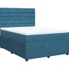 Best Boxspring met matras fluweel donkerblauw 160x200 cm Bedden