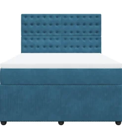 Best Boxspring met matras fluweel donkerblauw 160x200 cm Bedden