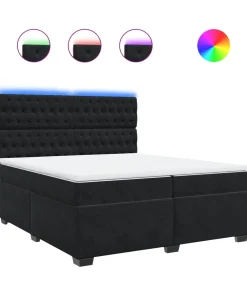 Discount Boxspring met matras fluweel zwart 200x200 cm Bedden