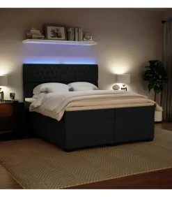 Discount Boxspring met matras fluweel zwart 200x200 cm Bedden
