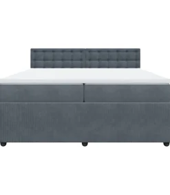 Best Boxspring met matras fluweel donkergrijs 200x200 cm Bedden