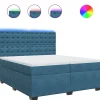 Clearance Boxspring met matras fluweel blauw 200x200 cm Bedden