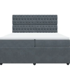 New Boxspring met matras fluweel donkergrijs 200x200 cm Bedden