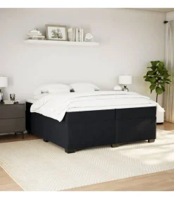 Outlet Boxspring met matras fluweel zwart 200x200 cm Bedden