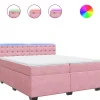 Boxspring met matras fluweel roze 200x200 cm Bedden