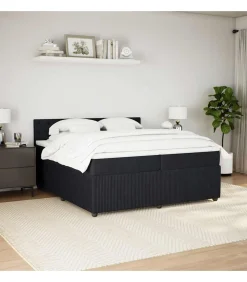 New Boxspring met matras fluweel zwart 200x200 cm Bedden