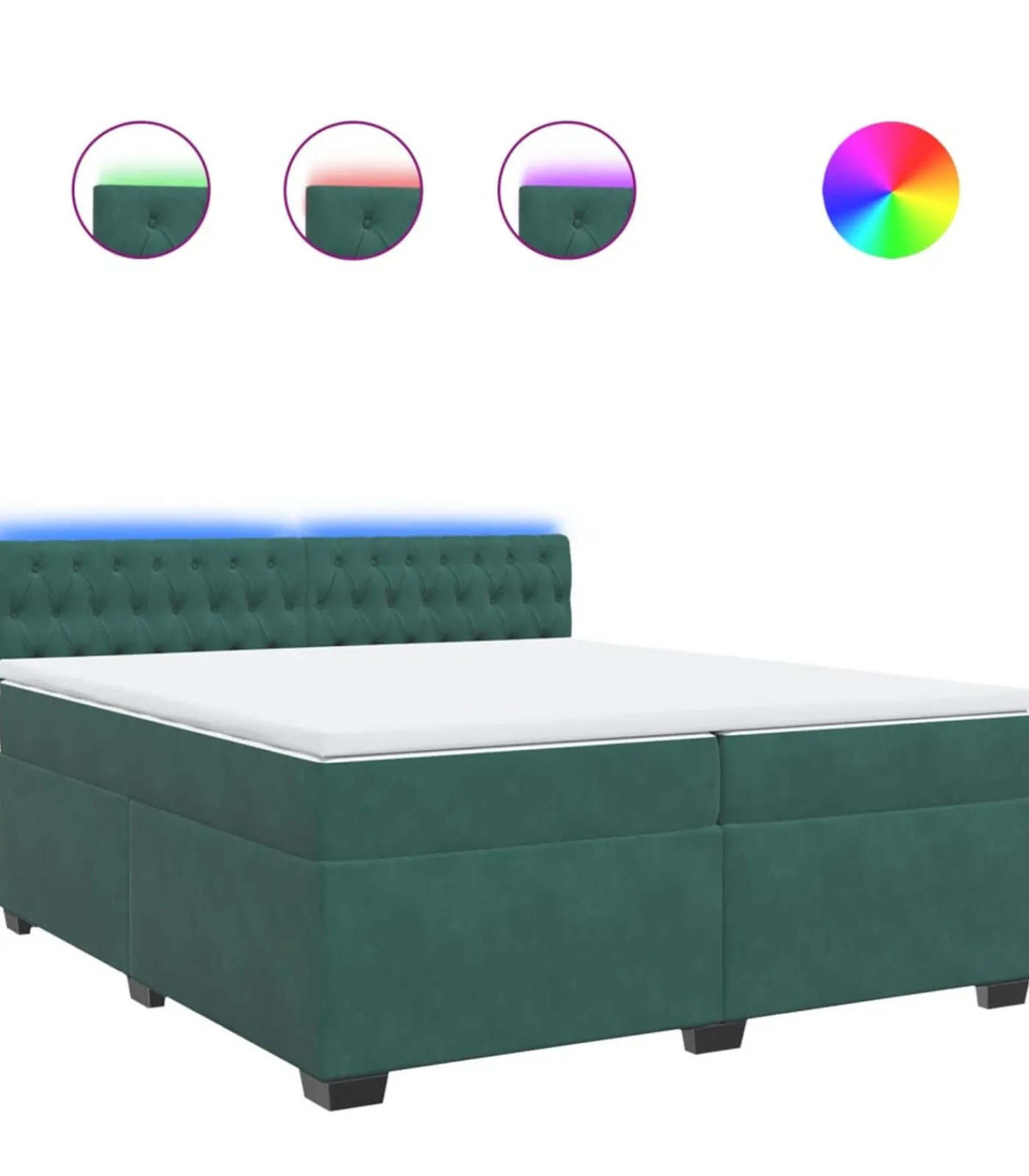 Online Boxspring met matras fluweel donkergroen 200x200 cm Bedden