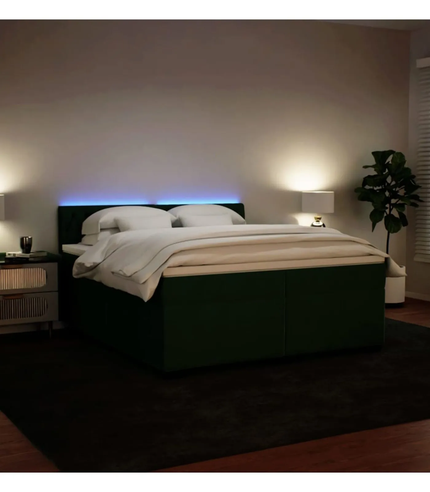 Online Boxspring met matras fluweel donkergroen 200x200 cm Bedden