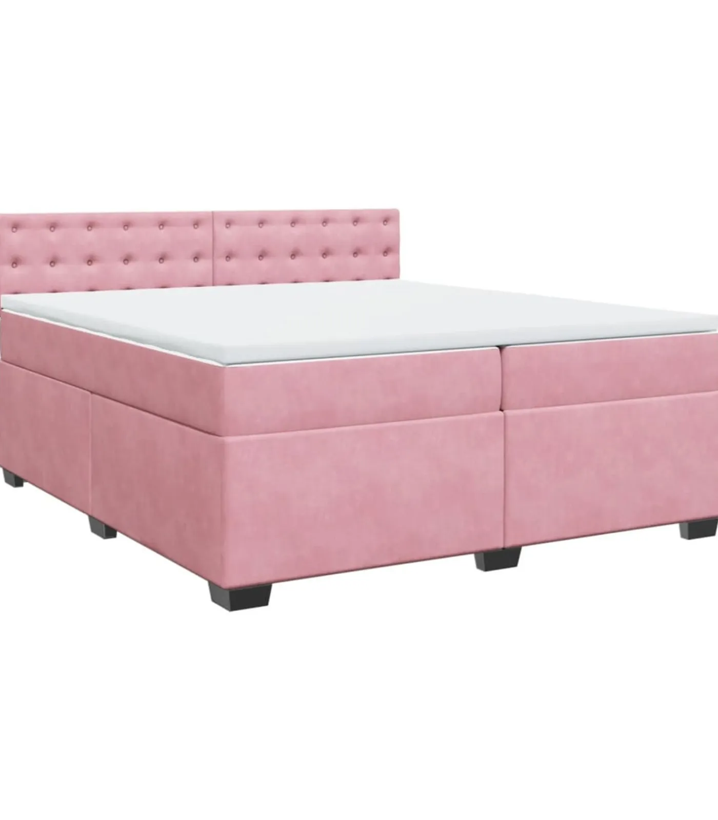 New Boxspring met matras fluweel roze 200x200 cm Bedden