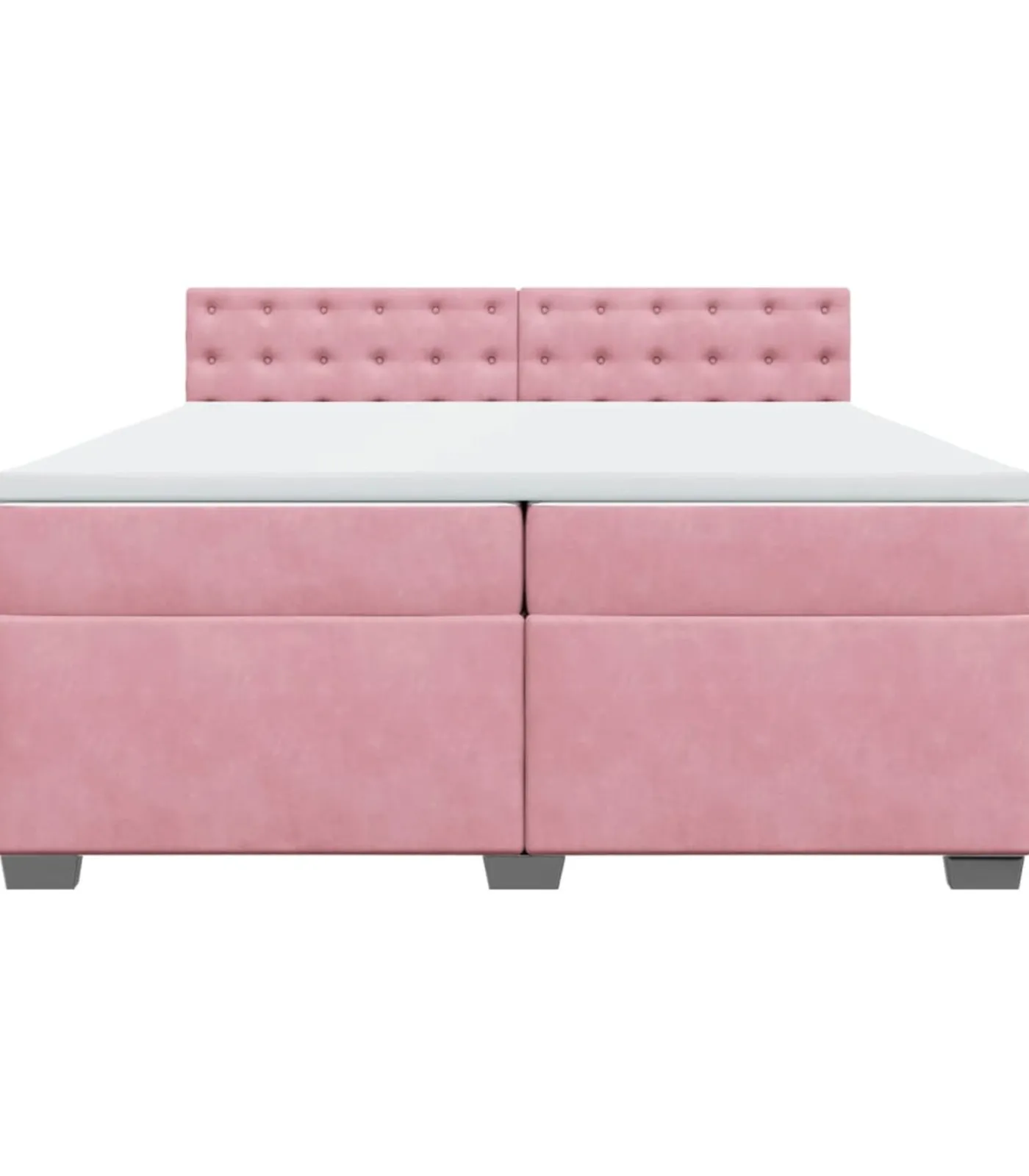 New Boxspring met matras fluweel roze 200x200 cm Bedden