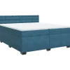 New Boxspring met matras fluweel blauw 200x200 cm Bedden