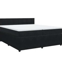 Online Boxspring met matras fluweel zwart 200x200 cm Bedden