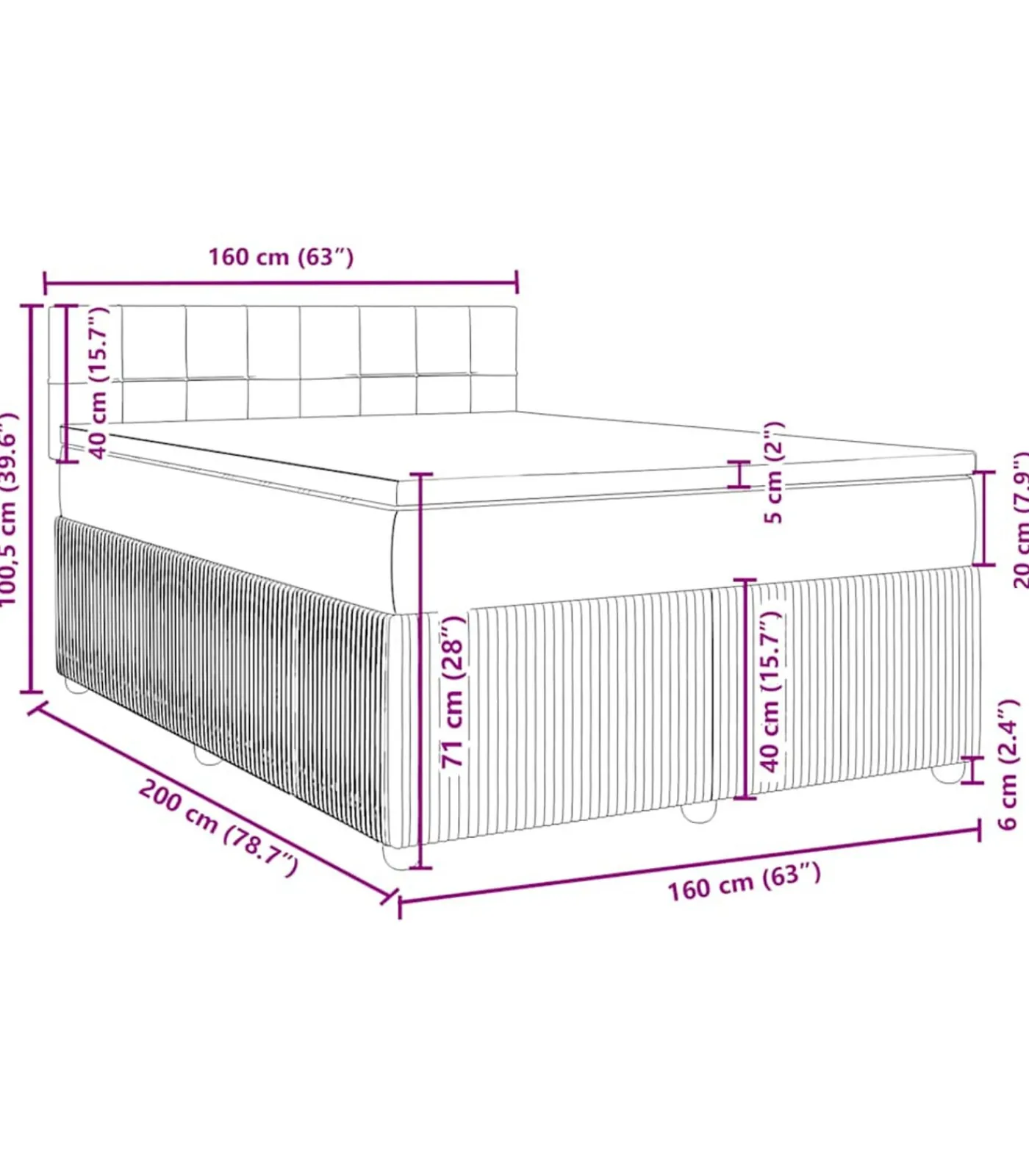 Outlet Boxspring met matras fluweel blauw 160x200 cm Bedden