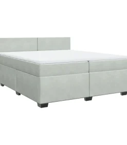 Online Boxspring met matras fluweel lichtgrijs 200x200 cm Bedden