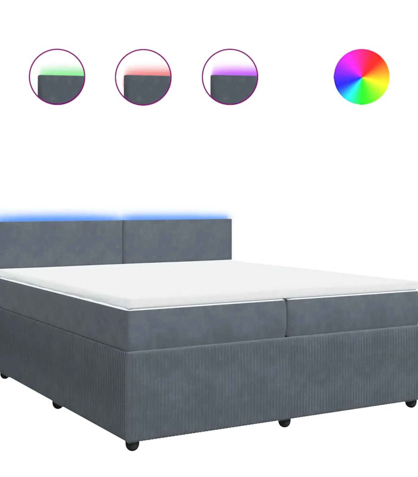 Online Boxspring met matras fluweel donkergrijs 200x200 cm Bedden