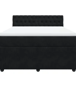 Best Boxspring met matras fluweel zwart 140x200 cm Bedden