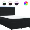 Online Boxspring met matras fluweel zwart 140x200 cm Bedden